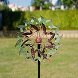 VEWOGARDEN 360° Outdoor Metal Wind Spinners Kinetic Wind Sculptures & Spinners for Yard Garden Lawn Patio Decorations, Light Green & Bronze