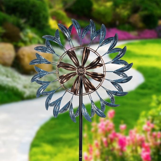 Wind Spinners Outdoor, Metal Windmill for Yard Decor 70 inch, 3D Garden Wind Spinners with Heavy Duty Steel Stake, Gifts for Family Friends
