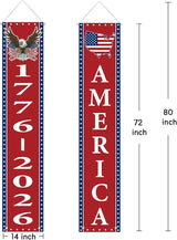 250th Anniversary American Banners - 2 Pack 4th of July Decorations Banner - 1776-2026 250th Anniversary Patriotic Hanging Banner Red White and Blue Independence Day Decor for Indoor Outdoor