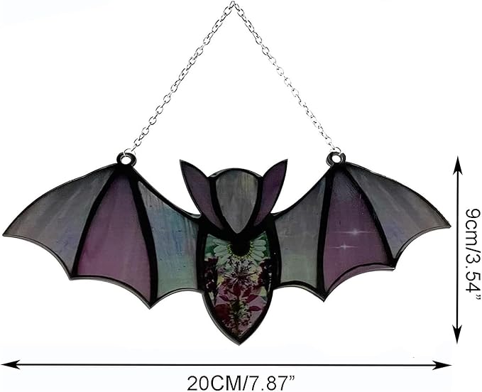 Colorful Acrylic Bat Decoration Window Hanging Suncatcher, Stunning Hanging Window Panels for Halloween Decoration, Acrylic Window Wall Art Decor for Living Room, Home, Office, Kitchen (Black)
