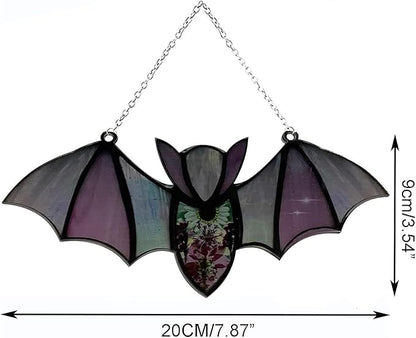 Colorful Acrylic Bat Decoration Window Hanging Suncatcher, Stunning Hanging Window Panels for Halloween Decoration, Acrylic Window Wall Art Decor for Living Room, Home, Office, Kitchen (Black)