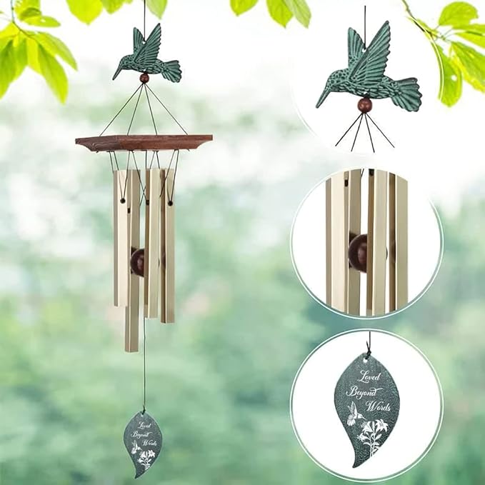 ASTARIN Memorial Custom Wind Chimes for Loss of Loved One, Wind Chimes for Patio Yard Decor, 24'' (Condolences-8)