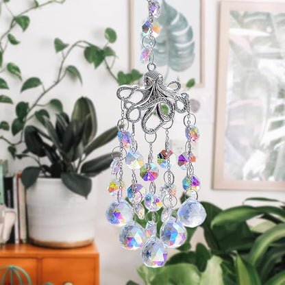 SUNCATCHER with Crystals, Octopus Suncatchers for Window AB Chandelier Beads Crystal prisms, Sun Catcher Gifts for Any Occasion as a Present