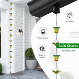 dreamysoul Rain Chains for Gutters, 11 FT Rain Catcher Chains with 16 Cups, Adjustable Rain Chain for Outside, Replacement for Downspout, Eaves, Drainage