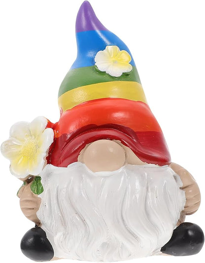 Cabilock Rainbow Gnome Garden Statue Scandinavian Tomte Nisse Figurine Gay Pride LGBTQ Cheer Up Decorations for Home Farmhouse Kitchen Decor (2.7x4.3 inch)