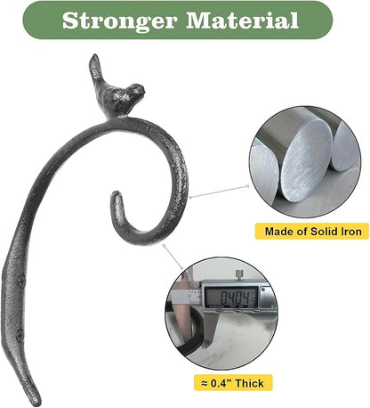 Z metnal Cast Iron Plant Hanger - 5.2 inch Little Bird Rustic Wall Mounted Hanging Basket Holder for Outdoor Garden, Patio, Porch Decor - Heavy Duty Metal Hook Bracket, 2 pcs
