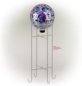 Alpine Corporation 10" Diameter Indoor/Outdoor Glass Mosaic Gazing Globe Yard Decoration, Purple Pearlized Petals Design