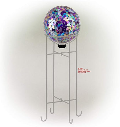 Alpine Corporation 10" Diameter Indoor/Outdoor Glass Mosaic Gazing Globe Yard Decoration, Purple Pearlized Petals Design