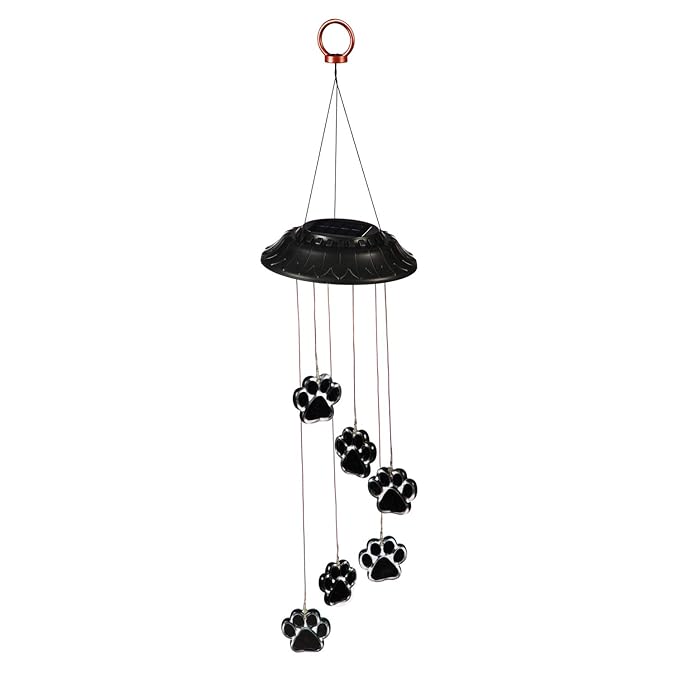Paw Print Color Changing Solar Mobile - 5 x 5 x 28