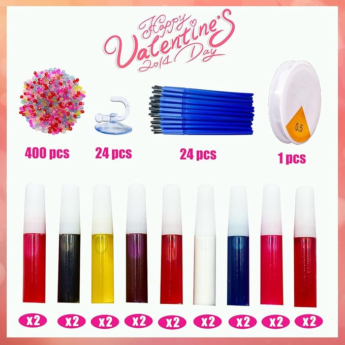 AUEKIV Valentines Suncatcher Crafts Kit 24sets Heart DIY Window Paint Art Suncatchers,Bear Sun Catchers for Valentine's Day Mother's Day Gift Exchange Classroom Art Project Party Favors