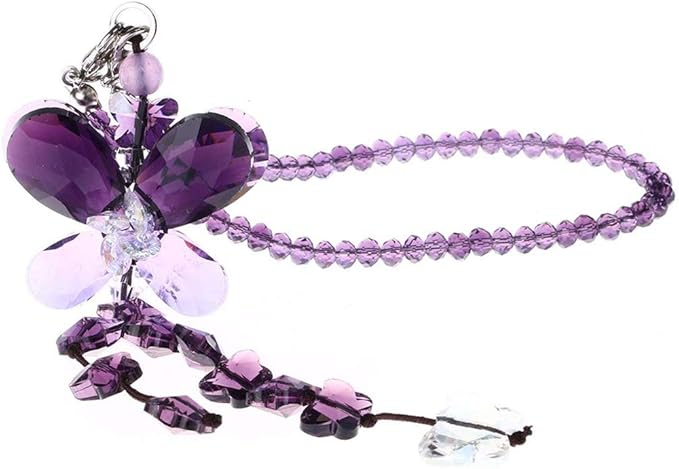 H&D HYALINE & DORA Car Charms Rear View Mirror Accessories,Crystals Ornaments Chandelier Crystals Hanging Prisms Fengshui Suncatcher Rainbow Pendant Maker Car Charm (Purple)