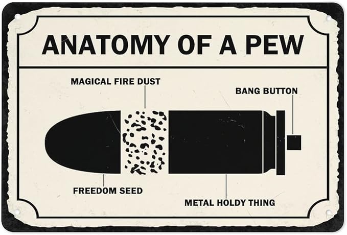 Warning Sign, Anatomy Of A Pew, Private Property Yard Metal Tin Sign Wall Decor, Industrial Grade Aluminum 8X12 Inch