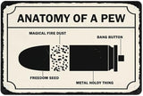 Warning Sign, Anatomy Of A Pew, Private Property Yard Metal Tin Sign Wall Decor, Industrial Grade Aluminum 8X12 Inch