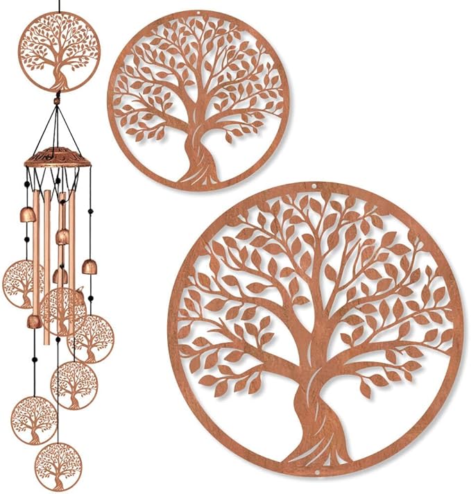 Large Aluminium Wind Chimes 33" Outdoor Deep Tone Memorial Wind Chime with Tree of Life Wind Catcher, Sympathy for Loss of Loved Mom Father,Metal Wind Chimes for Garden Patio Home Decor