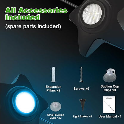 Outdoor Ground & Underwater Pond Lights 47ft - RGB Music Sync, IP68 Waterproof DIY Scene Modes, Works with Alexa Google Assistant, Safe 12V Low-Voltage Path Lights for Garden Patio Pool Wedding Party