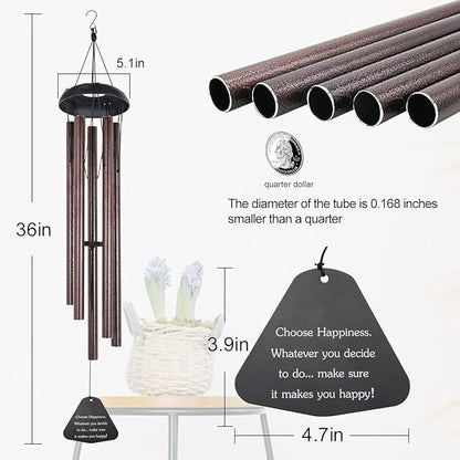 Astarin Sympathy Wind Chimes Outdoor Large Deep Tone,36" Handmade Large Wind Chimes Outdoor Tuned Relaxing Melody, Memorial Windchime Unique Outdoor Personalized for Garden Decor, Bronze (A Free Card)