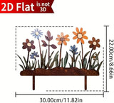 Rusty Metal Wild Flowers Garden Stakes 11.82 x 8.47 inches, Decorative Flowers Yard Stake Metal Art for Outdoor Garden Lawn Decor (Flower-H)