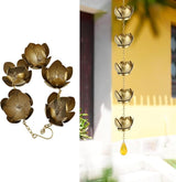 Rain Chain 3.9ft Lotus Cup Wind Chime Galvanized Iron Rain Gutter Chains Rain Catcher for Garden Outdoor Yard Decoration