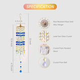 Crystal Wind Chimes for Outside with Rainbow Light Reflections Glass Bells and Rose Gold Alloy Hooks Indoor Outdoor Decor for Home Garden Patio Porch Birthday House Warming (Blue)