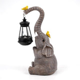 Elephant Garden Statues with Solar Lantern Outdoor Elephants Figurine Resin Elephant Sculpture Solar Lights for Decoration Yard Patio Balcony Lawn Ornament Art Decor, Unique Gift for Grandma Wowen Mom
