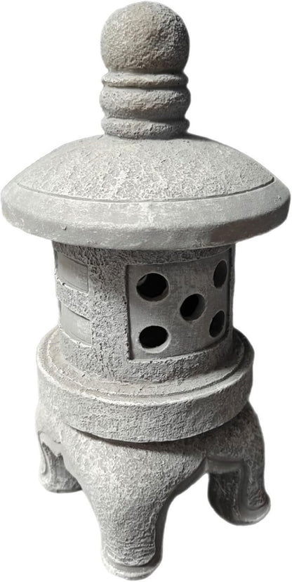 Japanese Garden Decor Solar Pagoda Light, Outdoor Stone Finish Pagoda Garden Statue with Auto On/Off for Patio Yard, Pet Decors
