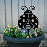 WADORN Cute Ladybug Metal Decorative Garden Stakes, Black Ladybug Outdoor Statues Silhouette Funny Ladybugs Lover Gifts Stakes Ornaments for All Season Home Yard Art Garden Patio Backyard Lawn Decors