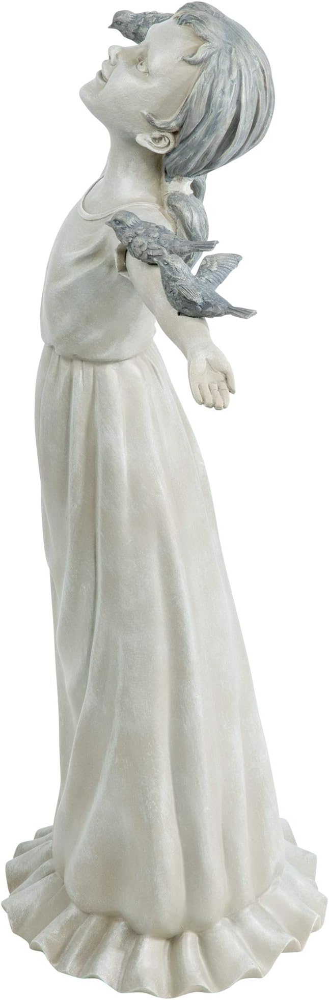 Design Toscano Basking in Glory Little Girl with Birds Outdoor Garden Statue, Large, 29 inches tall, Cast Stone Resin, Two Tone Stone Finish