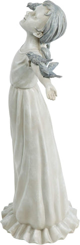 Design Toscano Basking in Glory Little Girl with Birds Outdoor Garden Statue, Large, 29 inches tall, Cast Stone Resin, Two Tone Stone Finish