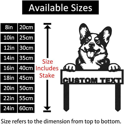 Custom Funny Corgi Garden Sign Yard Stakes, Personalized Metal Dog Garden Decor Name Signs for Outside, Customized Lawn Patio Dog House Decorative Signs Plaque Pet Gardening Decor Gifts