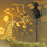 Outdoor Dog Statue Solar Watering Can with Lights, Complete with Netal Dog Silhouette Garden Stake. Ldeal for Garden, Lawn and Courtyard Decoration, A Unique Gift for Mothers and Women.