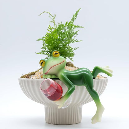 Miniature Frog Figurines Plant Decorations for Pots, Home Decor,Garden Decor,Garden Decorations , Funny Frog for Outdoor Patio, Lawn, Yard Art Decoration,Christmas,Birthday Gifts for Grandma Mom Women