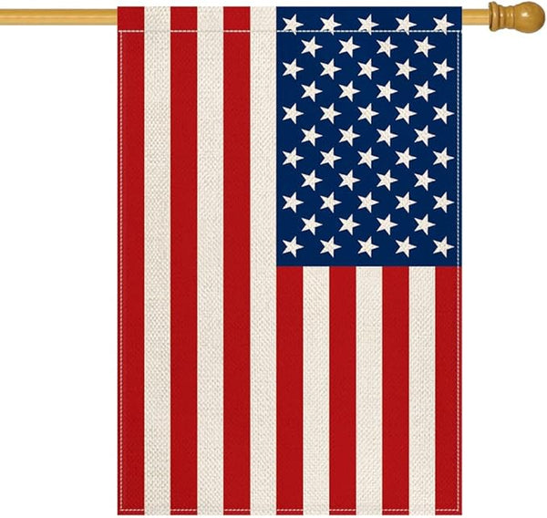 AVOIN colorlife 4th of July Patriotic Memorial Day House Flag 28x40 Inch Double Sided Outside, American Stars and Stripes Yard Outdoor Decoration