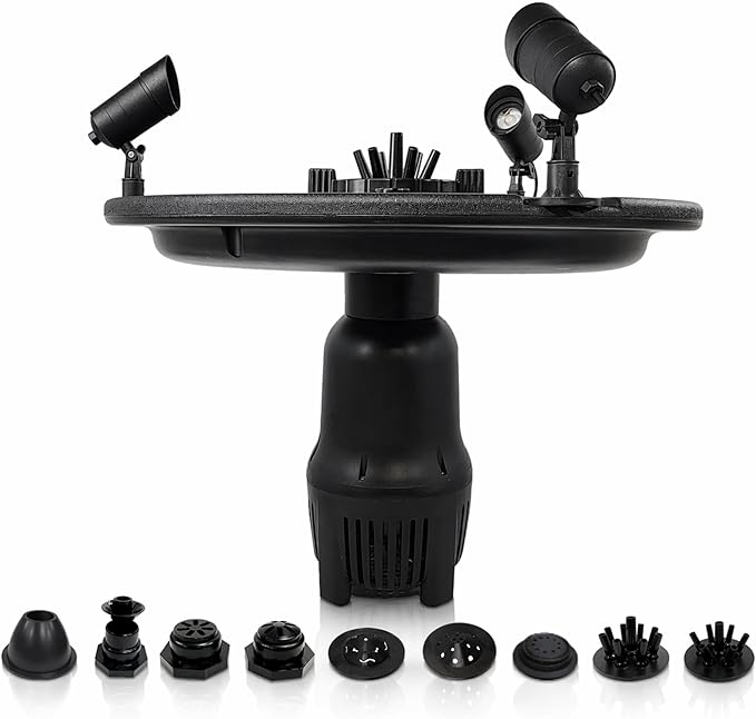 HALF OFF PONDS Floating Fountain, 1 HP Pond Aerator, 100 ft Cord, 15,000 GPH Water Pump, 13 Spray Patterns, Color-Changing LED Lights, for Large Ponds, Lakes & Water Gardens