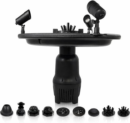 HALF OFF PONDS Floating Fountain, 1 HP Pond Aerator, 100 ft Cord, 15,000 GPH Water Pump, 13 Spray Patterns, Color-Changing LED Lights, for Large Ponds, Lakes & Water Gardens