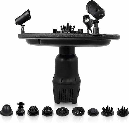 HALF OFF PONDS Floating Fountain, 1 HP Pond Aerator, 100 ft Cord, 15,000 GPH Water Pump, 13 Spray Patterns, Color-Changing LED Lights, for Large Ponds, Lakes & Water Gardens