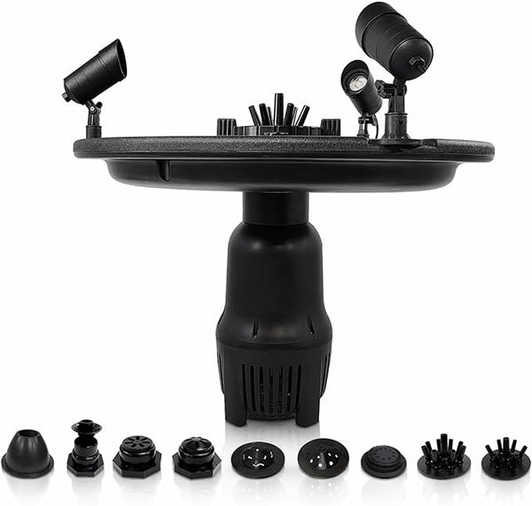 HALF OFF PONDS Floating Fountain, 1 HP Pond Aerator, 100 ft Cord, 15,000 GPH Water Pump, 13 Spray Patterns, Color-Changing LED Lights, for Large Ponds, Lakes & Water Gardens