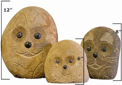 12" Boulder Cat, Stone