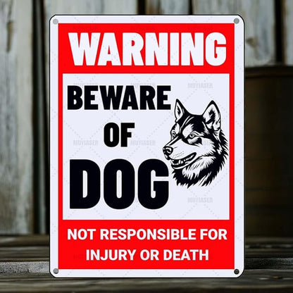 Beware of Dog Sign Husky Metal Sign Warning Beware of Dog Signs for Fence Outdoor Farm Garden Gate Home Yard Decor 8x12 Inch