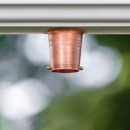Copper Rain Chain w/Gutter Adapter – Decorative Chimes & Cups Replace Gutter Downspout & Divert Water Away from Home for Stunning Fountain Display – 6.5’ Long