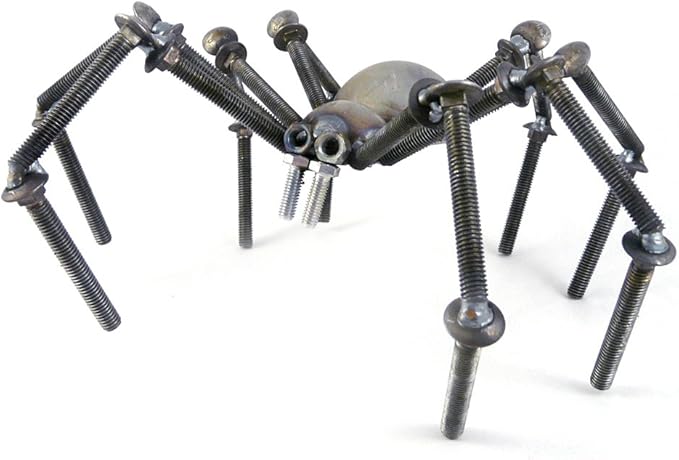 Recycled Metal Garden Art Spider/Tarantula Sculpture, Standing or Hanging, 12"