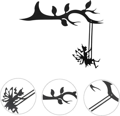 VICASKY Fairy Branch Metal Wall Art Decor Charming Swing Fairy Sculpture Stake for Garden Patio and Home Decoration Durable Vivid Design with Beautiful Texture Pattern