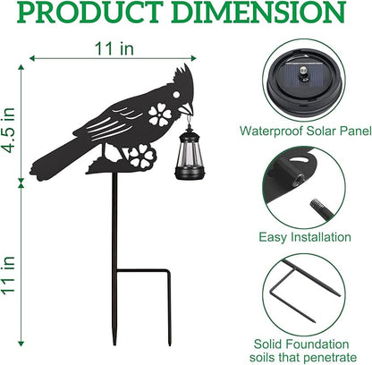 2Pack Solar Outdoor Garden Lights Stakes Solar Metal Flower Cardinal Lawn Deco Statue Patio, Outdoor Decor, Garden Decorations, Lawn Ornaments