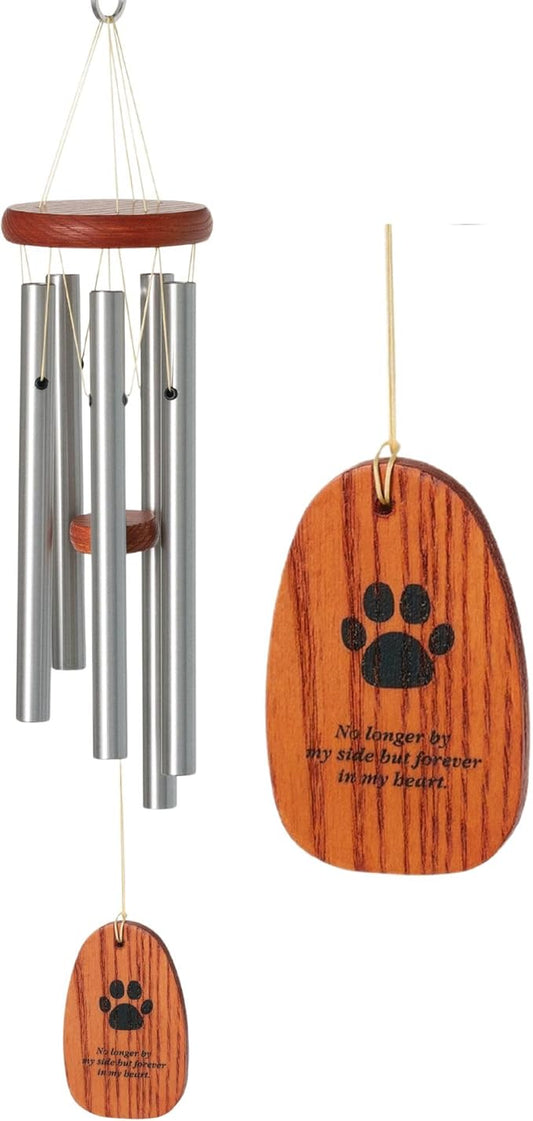 Woodstock Wind Chimes 20" Pet Sympathy Memorial Wind Chime Paw Print Wind Catcher for Loss of Dog, Windchime Dog Remembrance Tribute to a Beloved Pet and Best Friend for Outside Memorials