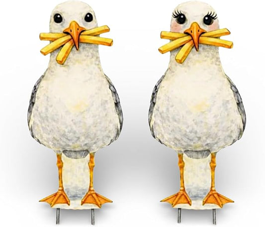 JennyGems Sully and Sally Seagulls - The Local Lovebirds Yard and Garden Signs, Weather Resistant
