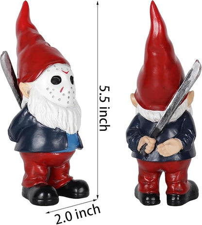 Garden Gnome Statue, Gothic Decor, Horror Gnomes Spooky Collectible for Halloween Outdoor Decorations