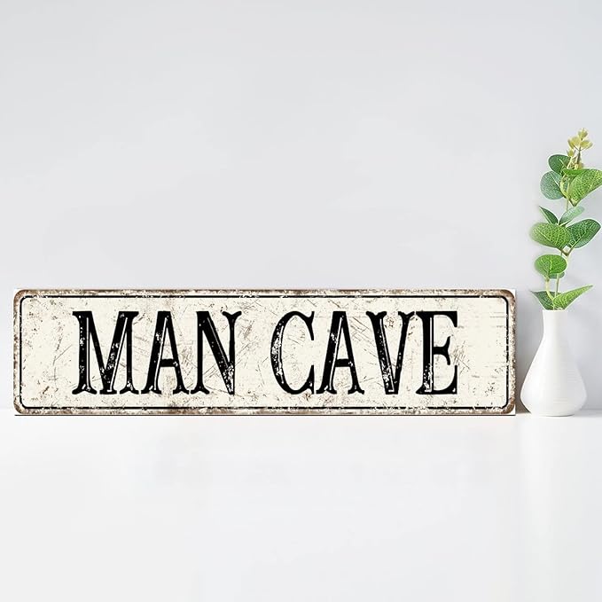 Madcolitote Personalized Man Cave Street Sign Vintage Man Cave Wood Signs Wall Art Rustic Wall Decorations for Living Room Home Decor for Home Man Cave Door Porch Garden Party 6x24in
