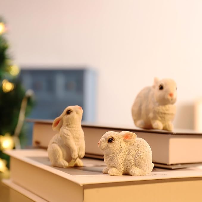Bunny Decor Yard Decorations Outdoor, Set of 3 Resin Garden Rabbit Figurines, Yard Animals Statue, Bunny Statue for Home Garden Easter Decorations, Easter Rabbit Figurines mom Gifts