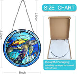 Stained Glass Turtle Suncatcher Window Hanging - Handmade Sea Turtle Suncatchers for Windows with Hooks - Sea Glass Wall Art Home Decor Outdoor Garden Sun Catcher - Birthday Gifts for Mom Grandma
