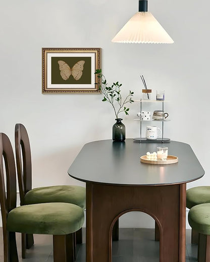 ARPEOTCY Vintage Gold Framed Wall Art, Classical White Butterfly Paintings, Dark Moody Green Canvas Prints Artwork with Frame, Victorian Wall Decor for Living Room Bathroom Bedroom 11x14 inch