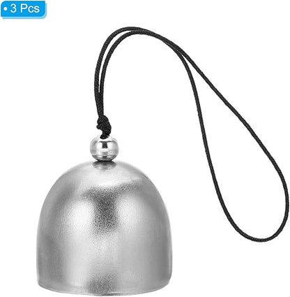 PATIKIL 3 Pcs Wind Chime, Hanging Bells Temple Bells Retro Outdoor Hanging Metal Chinese Wind Chime Round for Outside Garden Camping, Silver Black